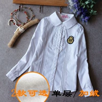 Quần áo trẻ em nữ mới ve áo và nhung dày cotton dài tay áo trắng biểu diễn quần áo đồng phục học sinh váy đầm trẻ em 13 tuổi