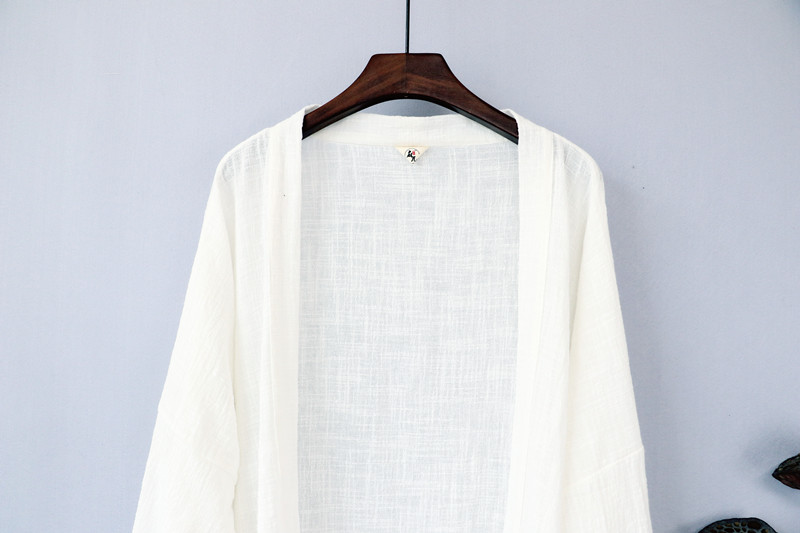 Mùa xuân và mùa hè cotton và vải lanh áo chống nắng áo gió Dịch vụ trà Zen phong cách Trung Quốc áo mỏng văn học áo sơ mi nam trắng áo gió chống nắng