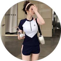 Womens swimsuit split two-piece set sporty fresh conservative slimming body-covering casual hot spring swimsuit for women