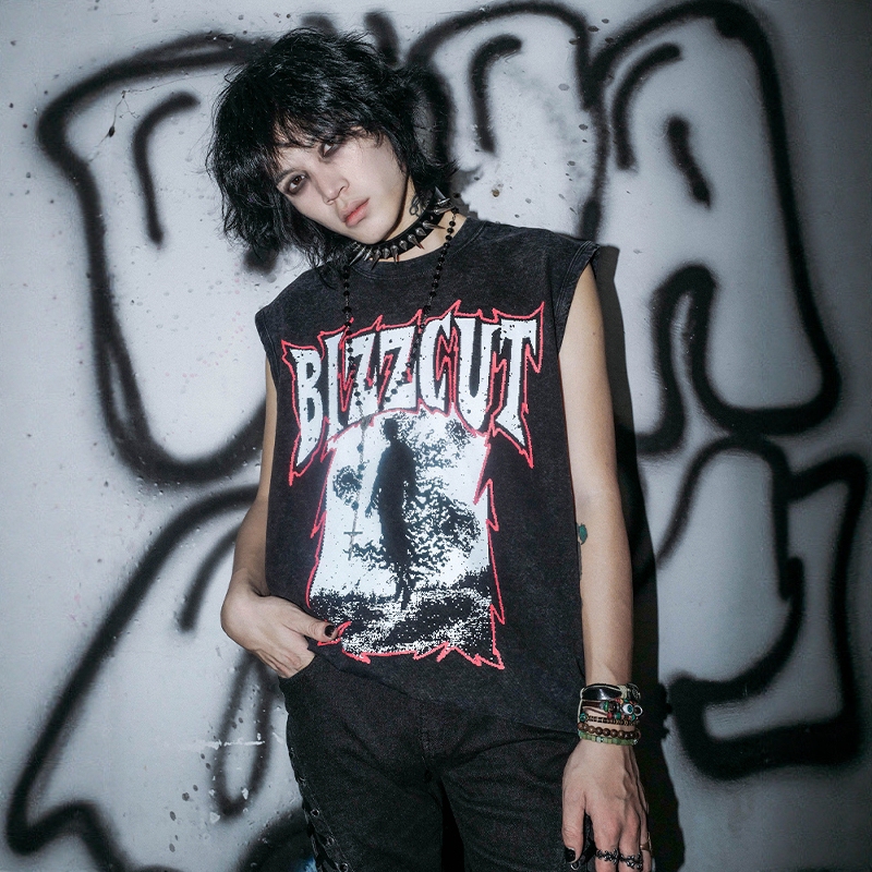 Don'T Mess Around Bizzcut/Blending into the Void/Subculture Top Dark Gothic Vest Men's Sleeveless T-Shirt Women's