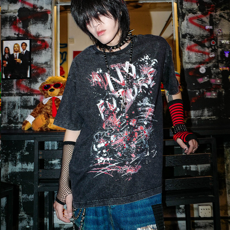 Don'T Mess Around Bizzcut/Future Endless/Dark Rock Graffiti Subculture Punk Distressed Short Sleeve T-Shirt