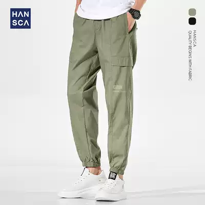 Hanska 2021 New overalls men's summer Thin Ice Silk Tide brand nine points Youth toe casual pants
