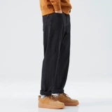 Черные джинсы, демисезонные прямые свободные джинсы, эластичные джинсы с начесом, штаны