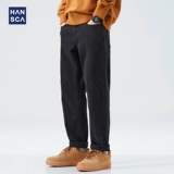 Черные джинсы, демисезонные прямые свободные джинсы, эластичные джинсы с начесом, штаны