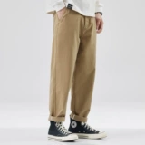 Хаки трендовые хлопковые штаны, в американском стиле, свободный прямой крой, подходит для подростков