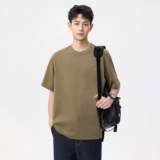 Летняя хлопковая однотонная быстросохнущая дышащая футболка с коротким рукавом для отдыха, 2025 года