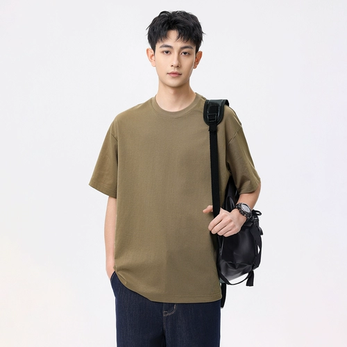 Летняя хлопковая однотонная быстросохнущая дышащая футболка с коротким рукавом для отдыха, 2025 года