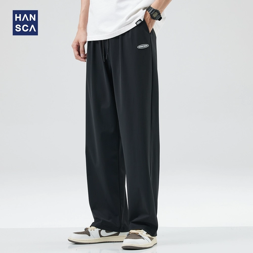 Летние тонкие шелковые быстросохнущие спортивные штаны, свободный прямой крой