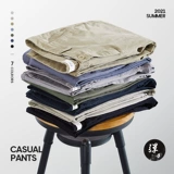 Хлопковые весенние летние тонкие комбинированные эластичные штаны, свободный прямой крой, 2025 года, облегающий крой