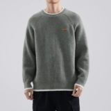 Комплект, демисезонный трикотажный свитер для отдыха, круглый воротник