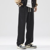 Осенние утепленные вельветовые удерживающие тепло спортивные штаны, свободный прямой крой