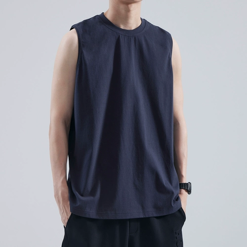 Спортивный летний жилет для спортзала, хлопковая футболка для отдыха без рукавов, оверсайз