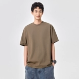 Хлопковая летняя тонкая цветная приятная телу футболка с коротким рукавом, в американском стиле, круглый воротник