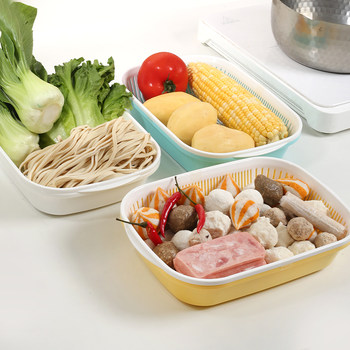 日本进口沥水篮双层家用厨房蔬菜海鲜塑料篮子滤水菜篓多功能菜盆