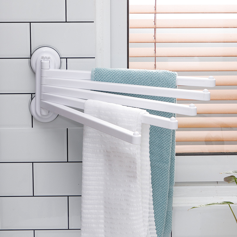 Japan rotary towel rack toilet free of punch multi-pole containing rack wall-mounted bathroom corner towel hanging pole-Taobao