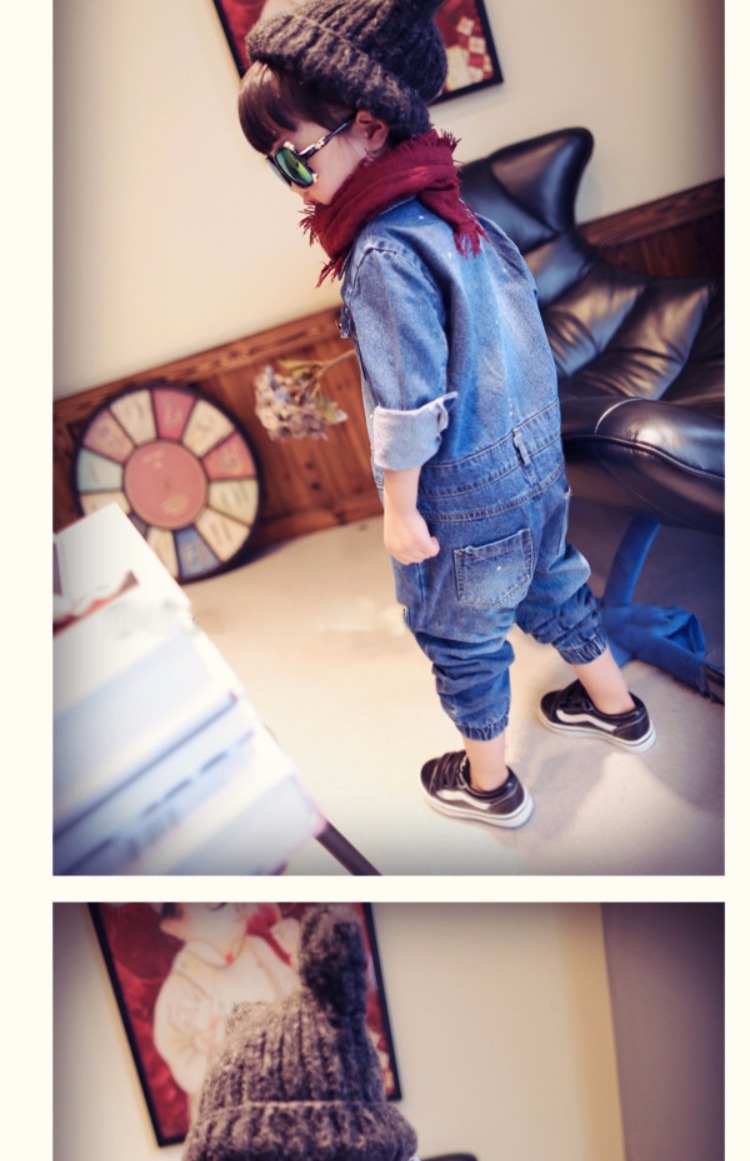 Quần áo bé trai mùa xuân và mùa thu quần bé gái quần trẻ em quần jean jumpsuits trẻ em jumpsuit 3-7 tuổi 5 yếm bò cho bé