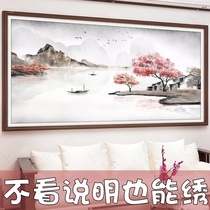 Cross stitch 2021 new living room atmospheric thread embroidered landscape landscape painting water making money self embroidery handmade 2020