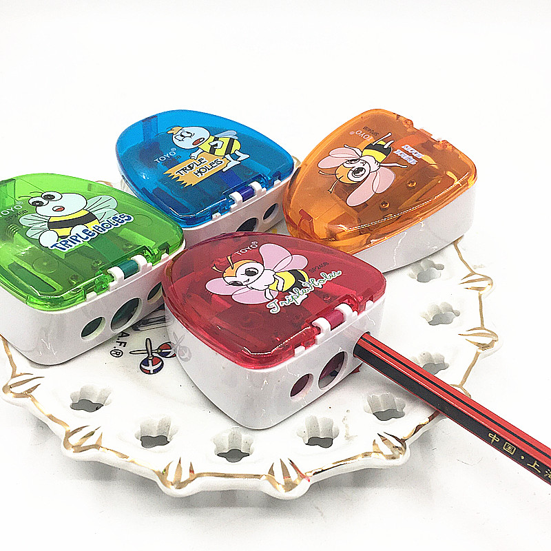 Students creative pencil knife sharpener TOY** foreign three-hole pencil shaver SP240B vintage manual stationery supplies