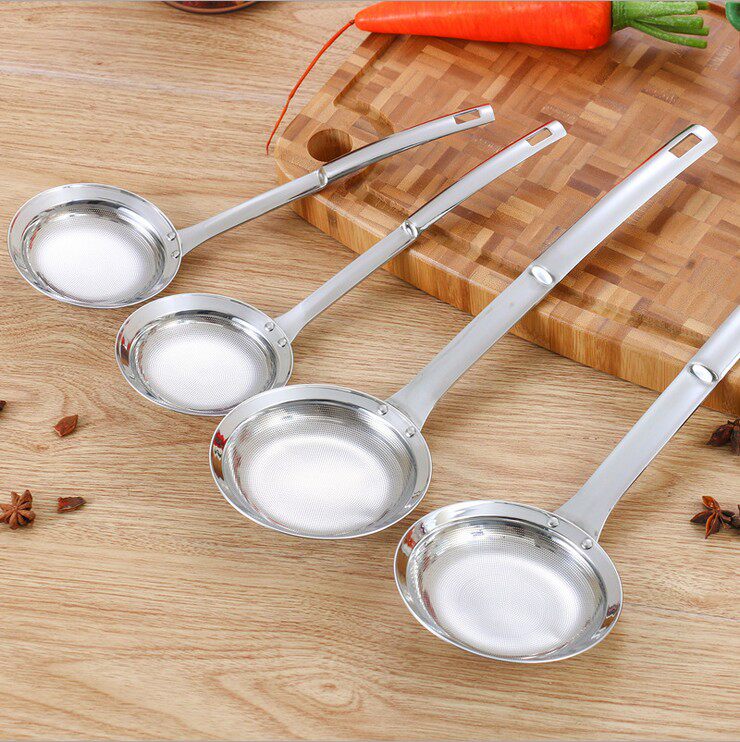 304 stainless steel oil insulation filter Spoons Soybean Milk Machine Accessories Scoop oil Oil Spill Spoon to Oil Grease Trap Mesh Sieve
