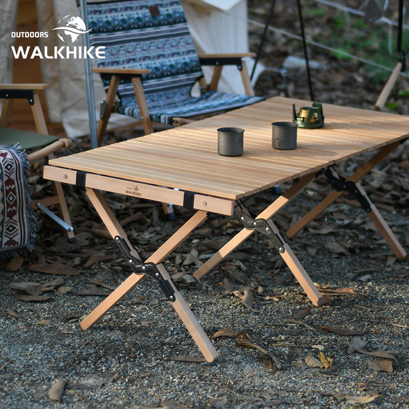 WALKHIKE beech egg roll table outdoor table folding table self-driving tour portable camping picnic table and chair camping