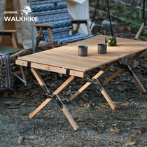 WALKHIKE Beech Wood Egg Roll Table Outdoor Table Folding Table Self Driving Tours Portable Camping Picnic Table And Chairs Wild Camp