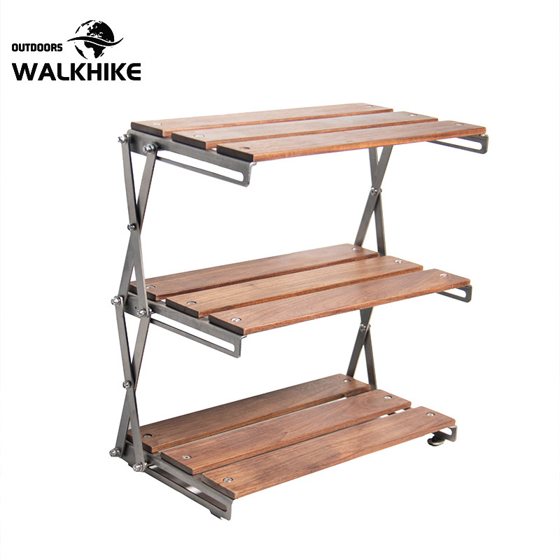 WALKHIKE OUTDOOR CAMPING Tabletop Folding Shelve Shelf solid wood is free of mounting multilayer camping shelve 