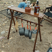 Outdoor Camping Rack Folding Portable Camping Solid Wood Tripod Balcony Table Wooden bar Table Flower Shelf rack