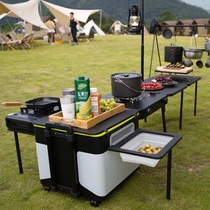 Outdoor Mobile Kitchen Camping Portable Folding Table integrated hearth stove Field self-driving tour on-board equipment