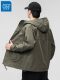 Jeanswest Autumn and Winter Style Padded Three-Proof Softshell Jacket for Men, Loose-Fitting Hooded American-Style Outdoor Workwear Jacket