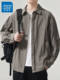 Jeanswest Gray Workwear Shirt for Men, Long-Sleeved, Spring and Autumn, High-End Feel, Solid Color, Trendy Brand, Loose Casual, Stylish Jacket