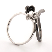 Looking for jewelry personality Valentines Day couple lettering female ring S925 sterling silver simple opening adjustable rose ring