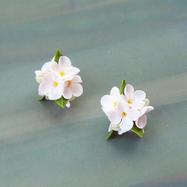 Russian Antonina original handmade flower wedding wedding lilac flower earrings word clip pendant