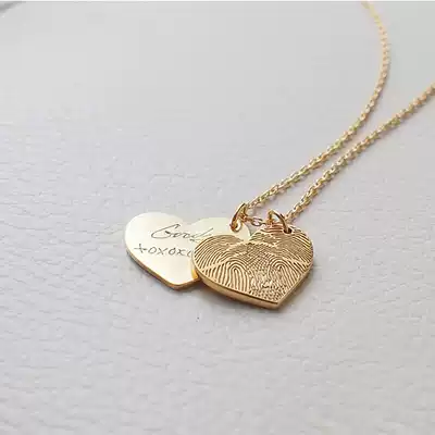 American designer Grace private custom love heart print 925 sterling silver gold-plated letter fingerprint necklace female