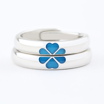 Looking for original design lucky clover ring female S925 sterling silver couple ring a pair of personality simple Valentines Day
