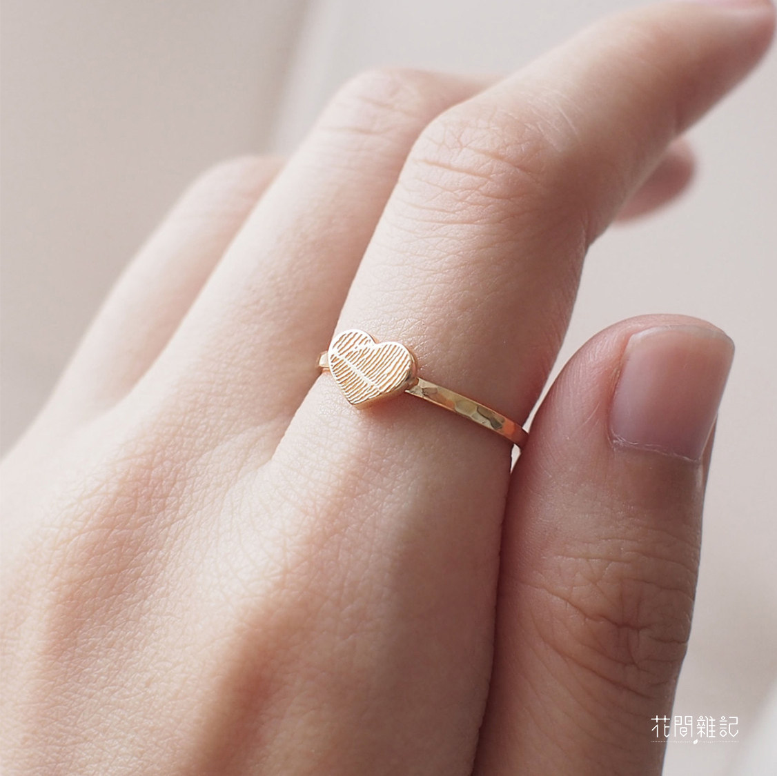 American designer Grace handmade private custom 925 sterling silver plated 18K gold unique fingerprint heart-shaped ring female