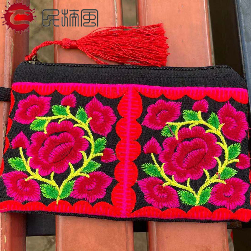 Slim Embroidered Fabric Embroidered Fabric Zero Wallet Key Bag Multifunction Single-sided Embroidered Bag Handmade Cloth Bag wallet