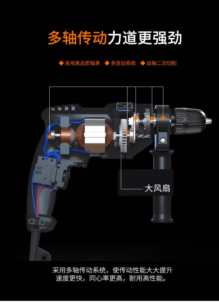 Khoan vần dài khoan nhà tác động khoan 220v đa năng công cụ điện pistol khoan tay khoan điện để búa điện nhẹ - Dụng cụ điện