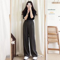 South Koreas new wide leg pants suit pants womens high waist spring and summer fall feeling loose slim trousers womens casual professional pants