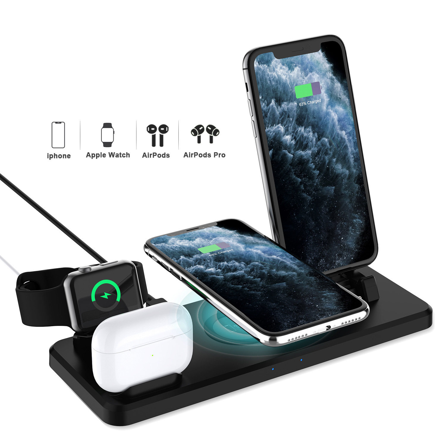 Versatile wireless charger 15W quick to apply Apple mobile phone Watches Headphone Charging Bracket Typec Seat