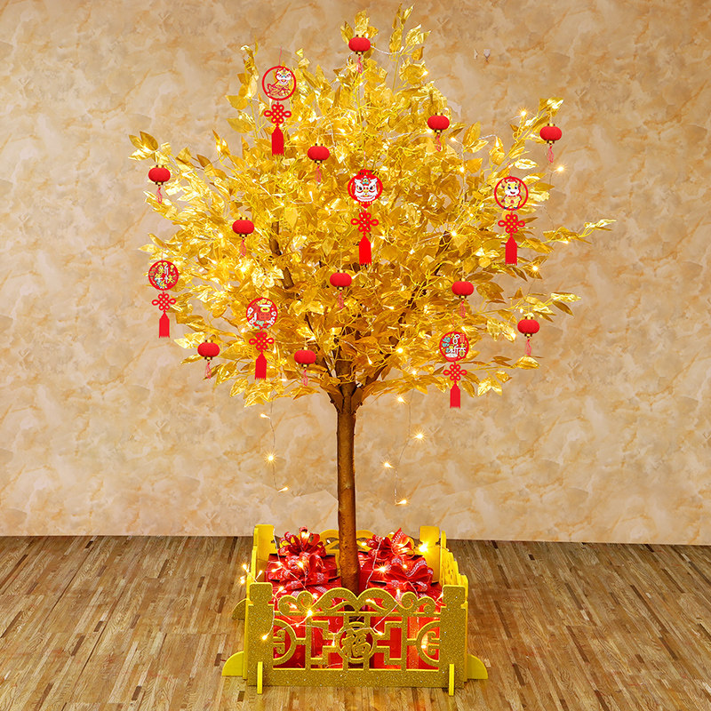 New store opening, shopping mall decoration, firecracker, decoration, shop window, peach blossom tree, scene arrangement, New year's beauty decoration