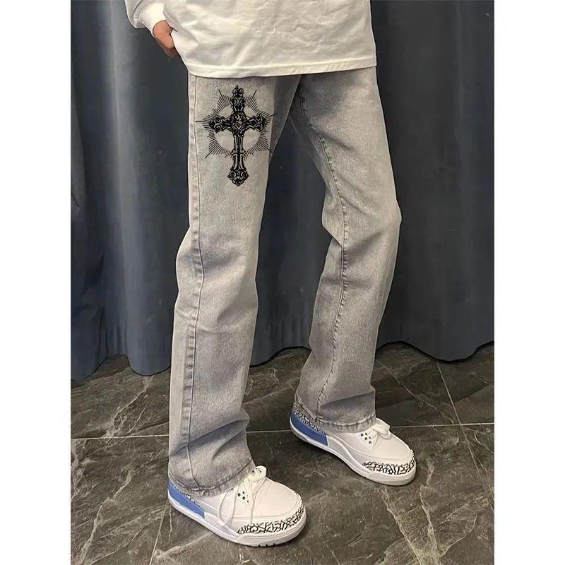 Teenagers' American-Style High Street Versatile Slim-Fit Unisex Jeans, Casual Trendy Straight-Leg Fleece-Lined Ash Gray Pants Teenagers' American-Style High Street Versatile Slim-Fit Unisex Jeans, Casual Trendy Straight-Leg Fleece-Lined Ash Gray Pants