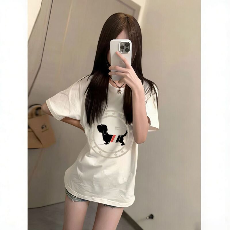Trendy Social Media Influencer Style Summer New Printed Round Neck Puppy Short-Sleeve T-Shirt Loose Fit for Older Children Trendy Social Media Influencer Style Summer New Printed Round Neck Puppy Short-Sleeve T-Shirt Loose Fit for Older Children