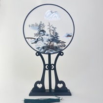 Double-sided Suzhou embroidery round fan cheongsam Hanfu catwalk Chinese style embroidered flower embroidery Suzhou round eight-petal fan versatile