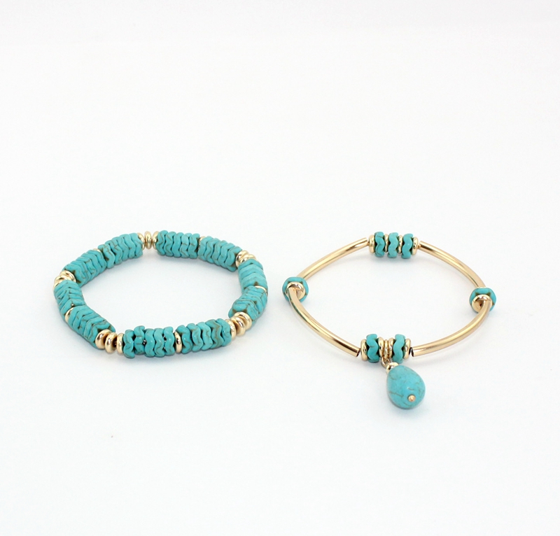 1 Piece Ethnic Style Geometric Turquoise Copper Plating Bracelets display picture 5