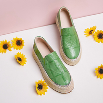 2022 spring new twist-bottom casual shoes women 100 hitch genuine leather One foot pedal Lefoe shoes pine pastry and Korean version of sloth shoes