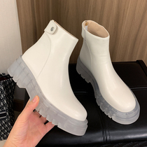 Jelly bottom White Knight boots female 2021 autumn and winter genuine leather muffin Martin boots thick soled fashion boots Joker tide