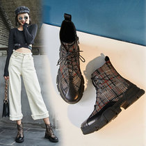 Thick-soled Martin Boots Female 2021 Autumn Winter British Joker Leather Short Boots Casual Muffe Lace Cotton Boots