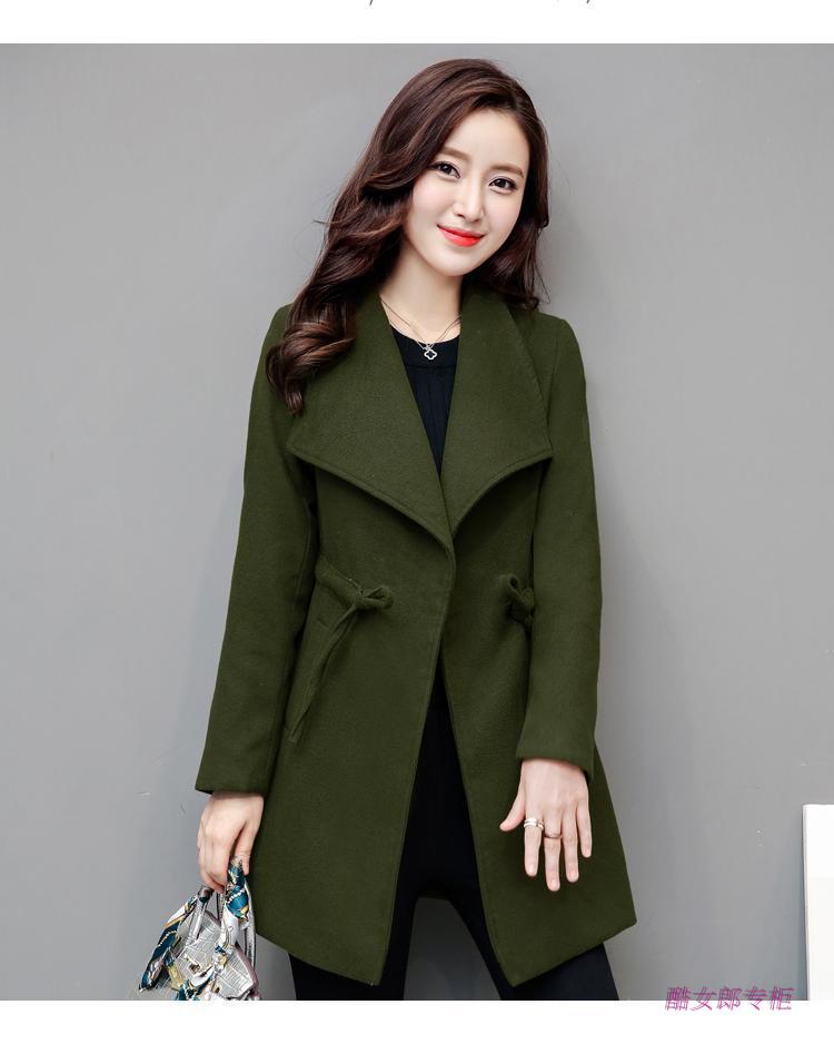 2018 mùa đông Hàn Quốc mới áo len nữ phần dài ngắn mỏng giảm béo eo dày áo len áo dạ hàn quốc nữ