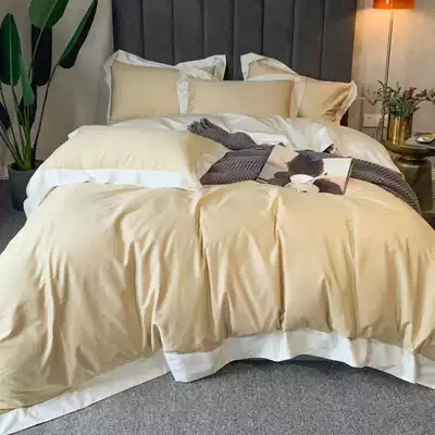Real shot 60 Egyptian long-staple cotton Nordic simple cotton satin four-piece soft and smooth cotton bedding