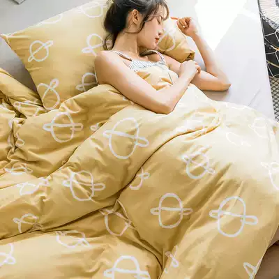 Class A naked sleep soft literary style Tianzhu knitted cotton four-piece quilt cover soft skin-friendly cotton bedding